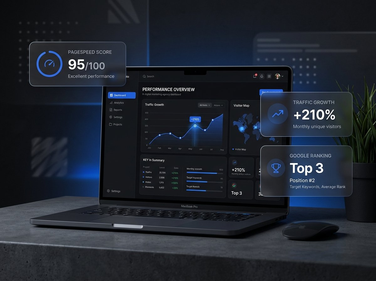 Dashboard de performance montrant les résultats de maintenance par Weblance Studio